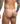 Person wearing a pink thong with floral pattern on a white background