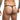 Person wearing a patterned thong on a plain background