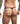 Person wearing a patterned thong on a plain background