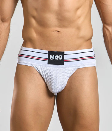 Men 3" Wide Classic Jockstrap-MBL100-White-S-4