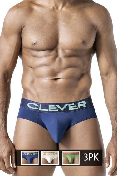 Mens 3PK Australian Latin Briefs Clever 519968 - S - Beige - Blue - Green - Clever_519968_Beige - Blue - Green_S - 1