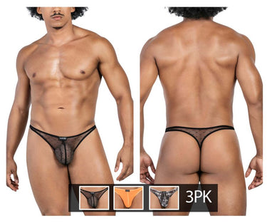 Mens 3PK Autralian Latin Thongs Clever 100008 - Clever_100008_Black - Orange - Black_S - 2