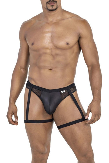 Mens Garter Mesh Thongs CandyMan 99798 - CandyMan_99798_Black_S - 1