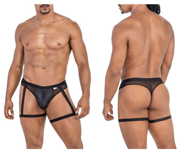 Mens Garter Mesh Thongs CandyMan 99798 - CandyMan_99798_Black_S - 2