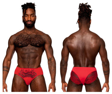 Mens Sassy Lace Bikini Solid Pouch Male Power 492 - 280 - Male Power_492 - 280_Red_S - 2