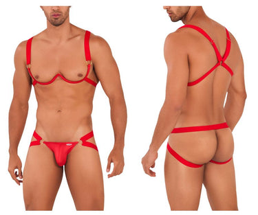 Two Piece Set - Mens Harness - Bra Two Piece Set CandyMan 99731 - S/M - Red - CandyMan_99731_Red_S/M - CandyMan - 2