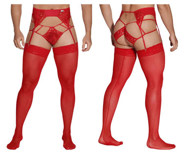 Mens Lace Garter - Jockstrap Outfit CandyMan 99550 - CandyMan_99550_Red_S/M - 2