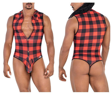 Mens Lumberjack Bodysuit CandyMan 99800 - CandyMan_99800_Red_S/M - 2