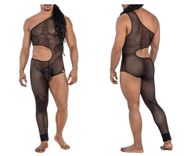 Mens One Shoulder One Leg Bodysuit CandyMan 99787 - CandyMan_99787_Black_S/M - 2