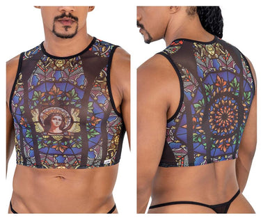 Mens Stained Glass Tank Top CandyMan 99805 - CandyMan_99805_Black - Print_S/M - 2